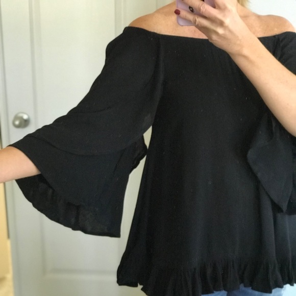 ❤️1 MED❤️Off The Shoulder Bell Sleeve Tunic Top - Picture 3 of 7